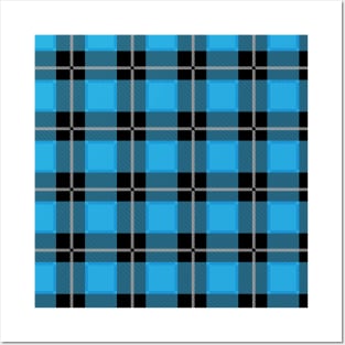 Light Blue and Black Flannel-Plaid Pattern Posters and Art